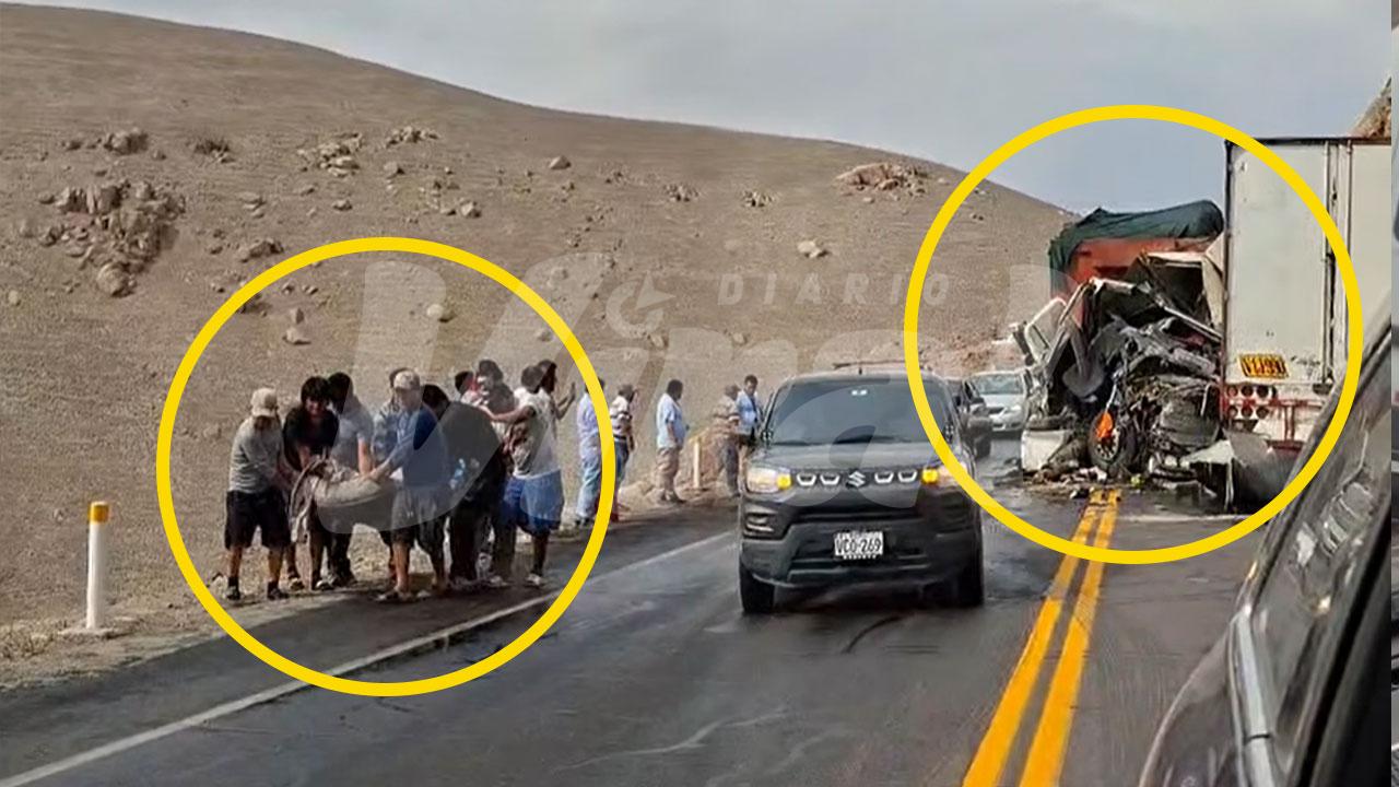 Choque frontal entre dos camiones dejó atrapados a heridos de gravedad