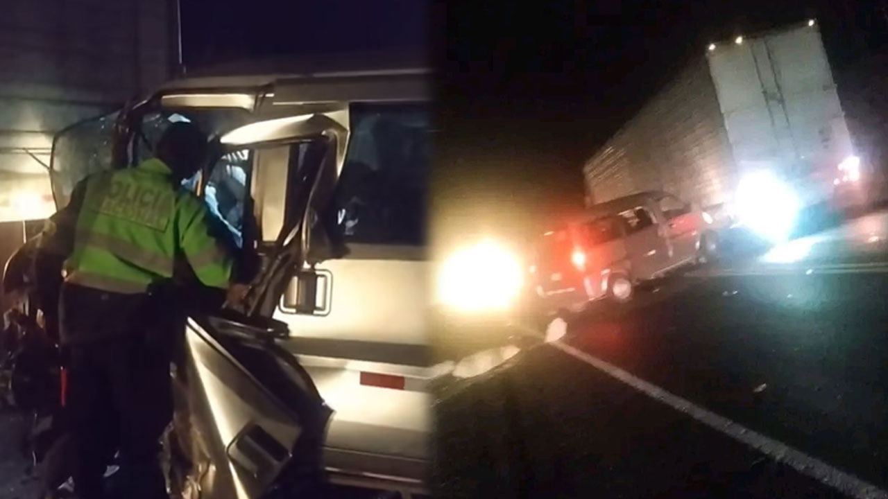 Choque entre combi y tráiler deja un herido de gravedad