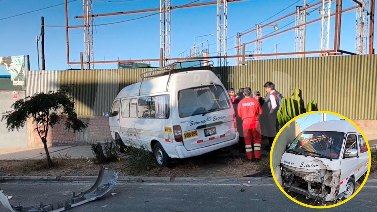Estudiantes se salvaron de milagro tras violento choque de movilidad escolar contra un muro en Arequipa