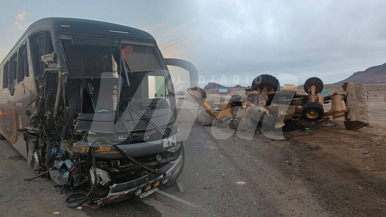 Bus interprovincial choca contra retroexcavadora en Chala
